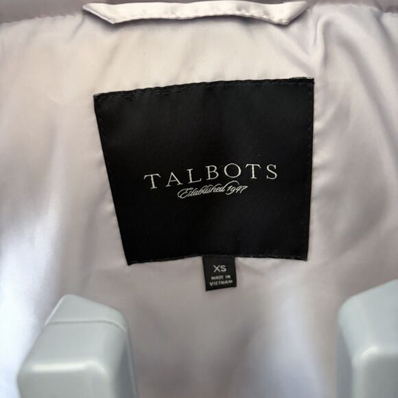 Talbots Puffer Vest Womens XS Silver Full Zip Jacket Down Fill Pocket Cyber Punk - Picture 4 of 6